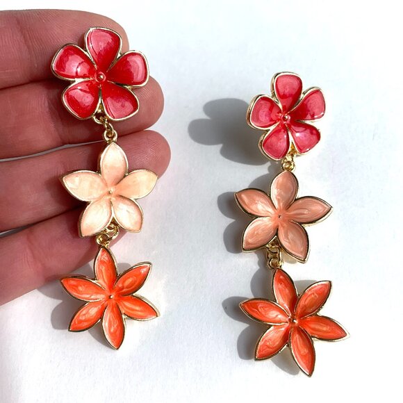 NEW~ Anthropologie Baublebar Colorful Flower Drop Earrings - Picture 2 of 7